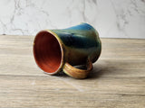Rustic Handmade Ceramic Mug – 350ml – pottery mug - Ash Drip with Blue & Brown Glaze – Red-Brown Interior - Buxton Pottery