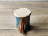 Rustic Handmade Ceramic Mug – 350ml – pottery mug - Ash Drip with Blue & Brown Glaze – Red-Brown Interior - Buxton Pottery