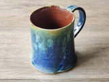 ,Rustic Ceramic Mug – 350ml – handmade pottery mugs with Ocean Blue & Ash Green Drip Glaze with Red-Brown Interior - Buxton Pottery
