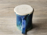 ,Rustic Ceramic Mug – 350ml – handmade pottery mugs with Ocean Blue & Ash Green Drip Glaze with Red-Brown Interior - Buxton Pottery