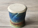 Handmade Rustic Ceramic Mug – 350ml – Altered Form with Red-Brown, Blue & Green Glaze - Buxton Pottery