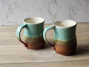 Big 450ml handmade stoneware mug with rustic layered glaze
