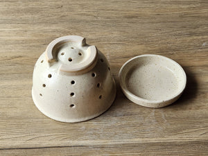 Food-safe handmade ceramic colander bowl