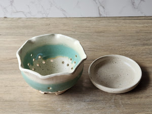 Unique ceramic berry strainer with saucer – Melbourne made