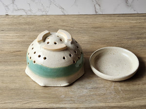 Rustic stoneware berry colander handcrafted in Australia