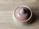 Food-safe ceramic jar with glossy brown and green glaze handmade in Australia.