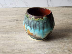 Melbourne handmade yunomi tea cup – turquoise and brown