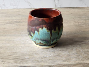 One-of-a-kind yunomi ceramic tea cup gift idea with rustic glazes 