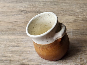 Artisan pottery salt keeper with spoon included