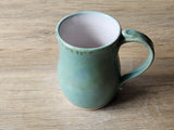 Large handmade pottery coffee cup with food-safe glaze