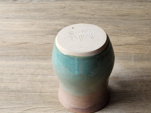 Large ceramic mug with natural landscape-inspired glaze pattern