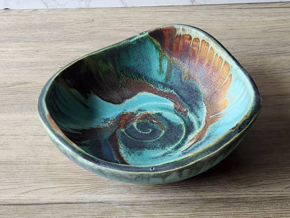 Rustic pottery serving bowl – one of a kind handmade piece