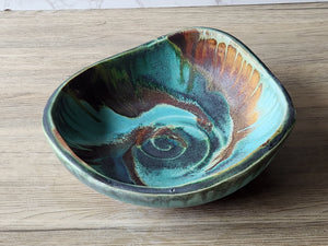 Rustic pottery serving bowl – one of a kind handmade piece