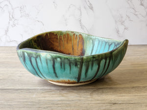Rustic pottery serving bowl – one of a kind handmade piece