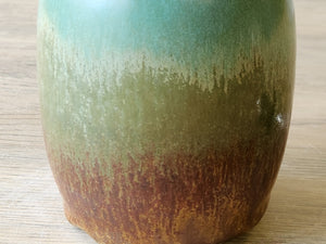 Close up of glaze on the Unique handmade olive oil pourer – rustic pottery gift