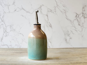 Handmade ceramic oil and vinegar bottle with spout