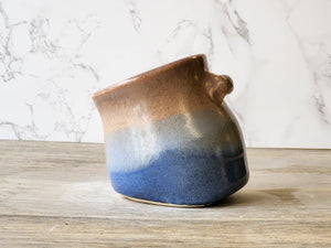 Handmade ceramic salt pig with timber spoon