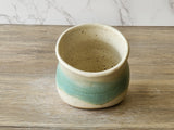 Handmade stoneware salt pot with wide opening made in Melbourne.
