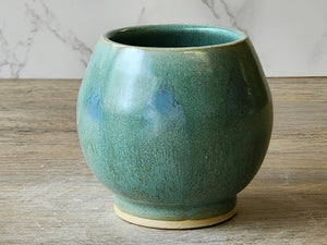 Handmade stoneware yunomi teacup with rounded shape
