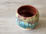One-of-a-kind handmade yunomi pottery tea cup with rustic glazes