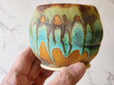 Food-safe stoneware yunomi cup handmade in Australia in bright rustic colours.