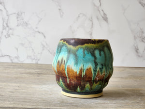 One-of-a-kind Handmade yunomi ceramic tea cup with rustic glazes