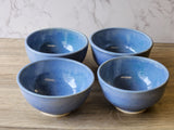 Unique handmade pottery bowl – blue mottled finish