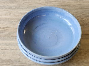 Handmade stoneware pasta bowl with white accents