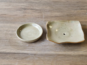 Elegant handmade pottery soap dish for bathroom decor