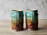 Large Handmade Ceramic Beer Stein – Red-Brown & Green Glaze (500ml)