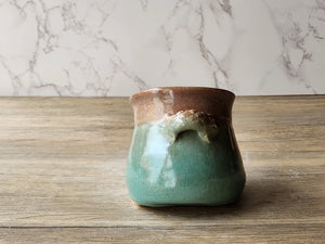 Artisan pottery salt keeper with spoon included