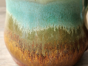 Close up of the glaze on a Ceramic hot chocolate mug 350ml artisan crafted