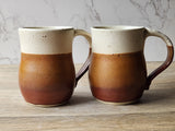 Cream and brown ceramic coffee mug – wheel-thrown