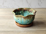 Ceramic berry colander bowl with saucer – made in Australia