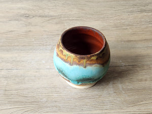 Unique handmade yunomi with horizon-style glaze