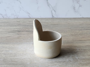 Handmade Pottery herb stripper-Ceramic stoneware herb stripper bowl -  Ecru glaze herb trimmer