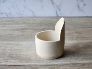 Handmade Pottery herb stripper-Ceramic stoneware herb stripper bowl -  Ecru glaze herb trimmer