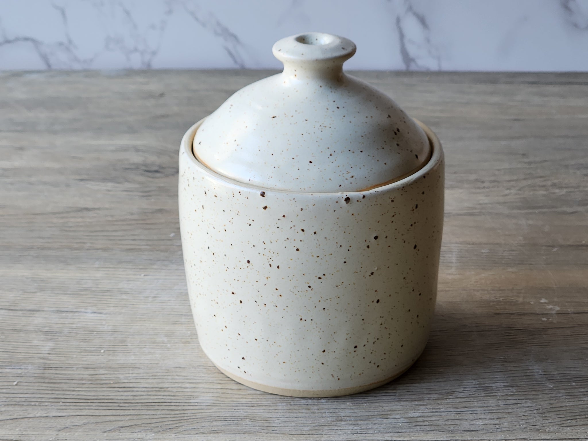 Pottery honey pot with lid handmade in Melbourne