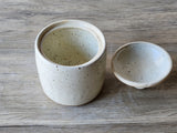 Unique handmade pottery sugar bowl with matching lid