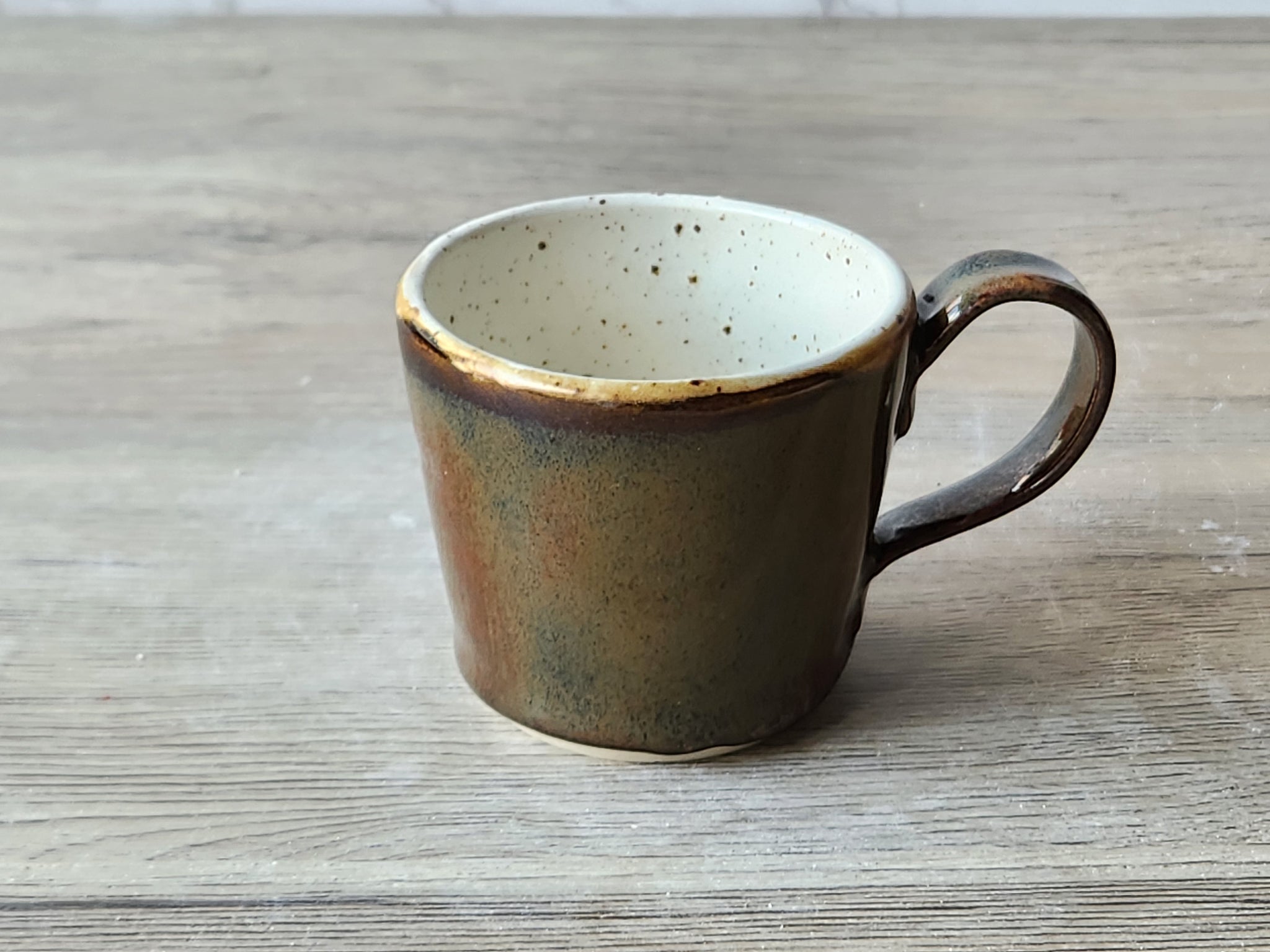 150ml pottery coffee cup with speckled cream lining