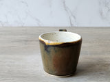 Handmade ceramic piccolo cup rustic bronze glaze