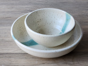 Artisan stoneware dinnerware bowl speckled glaze