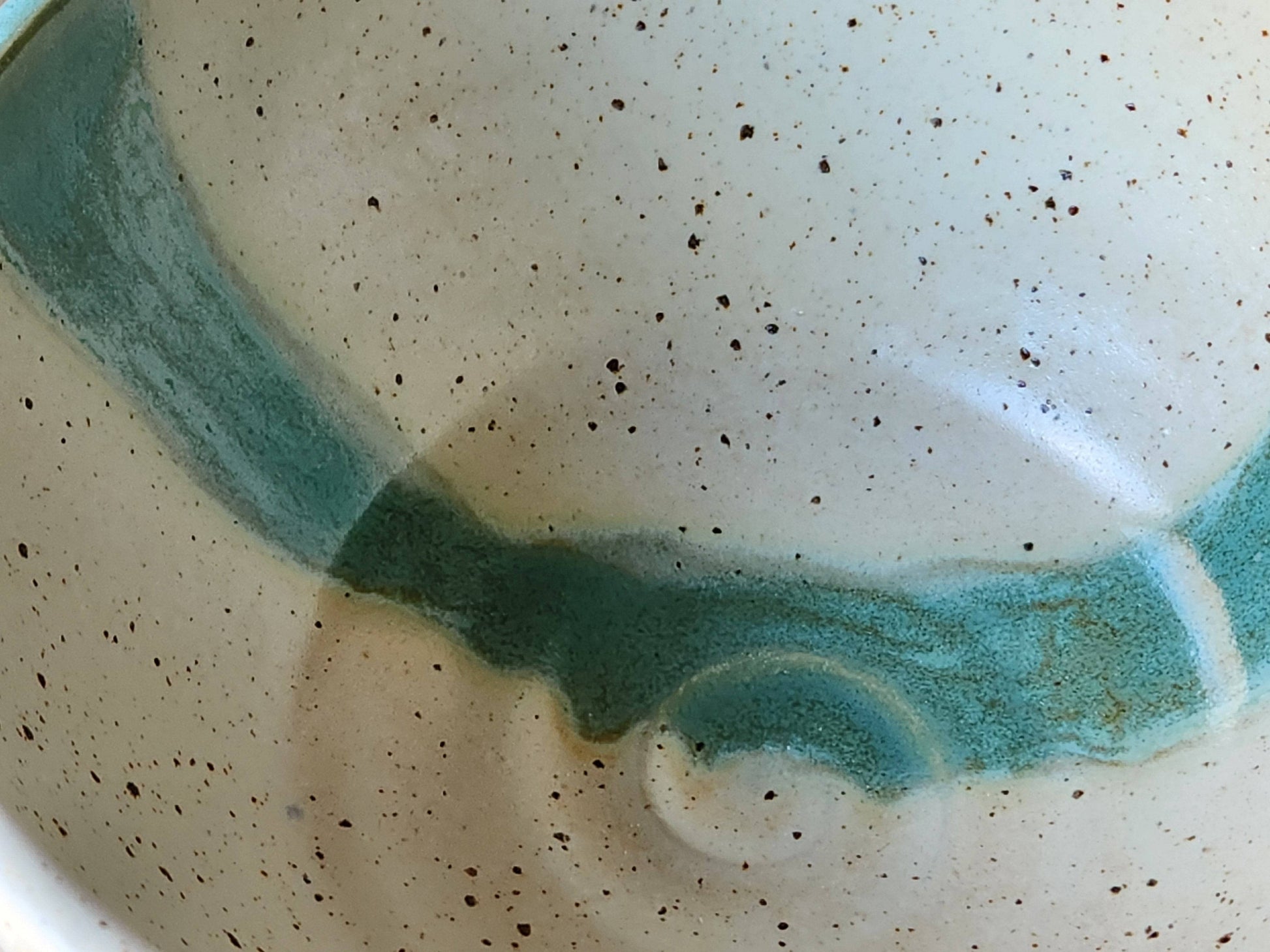 Australian handmade pottery dessert and noodle bowl - close up of glaze
