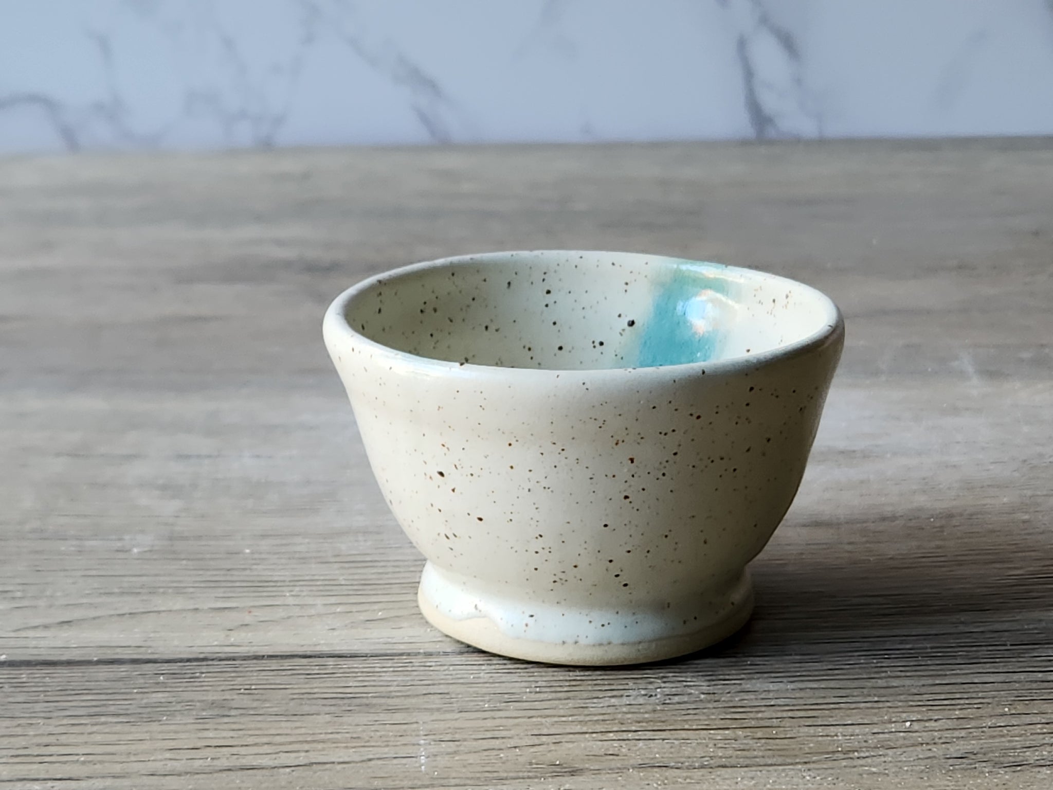 Handmade stoneware pinch pot for salt or spices