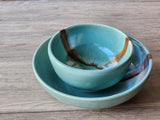 Wheel-thrown ceramic breakfast and  pasta dish rustic handmade style