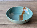 Stoneware pasta bowl rustic spearmint green glaze