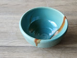 Artisan stoneware noodle bowl spearmint green pottery