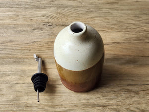 Artisan pottery oil bottle gift for foodies and home chefs
