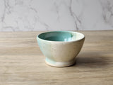 Wheel-thrown ceramic salt pinch pot rustic green glaze