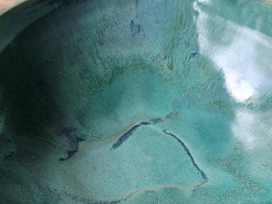 close up of  glazes on the Rustic ceramic bowl for fruit or salad handmade in Australia
